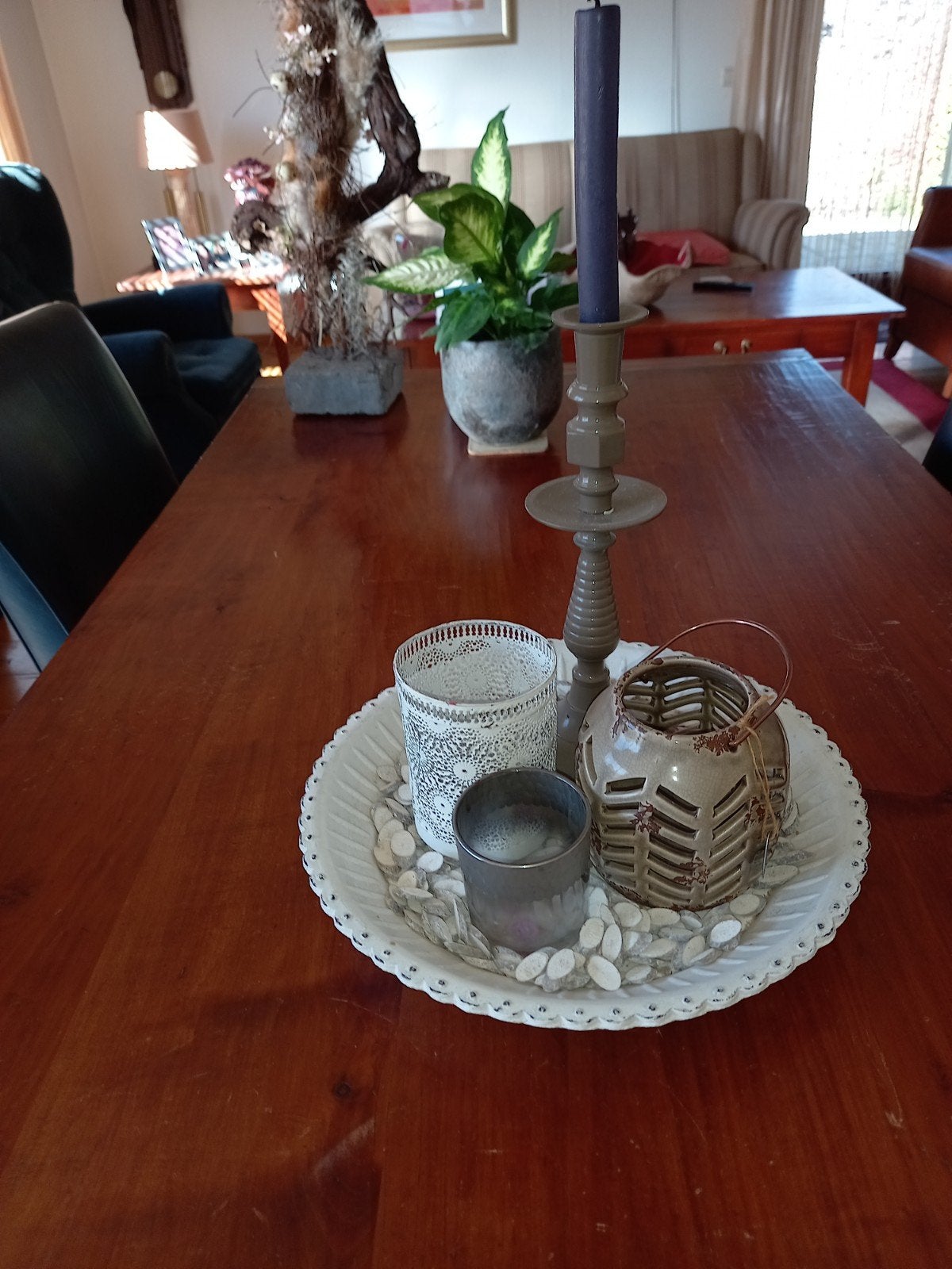 Decoratieve set met kandelaars en windlicht, Huis en Inrichting, Woonaccessoires | Kandelaars en Kaarsen, Gebruikt, Meerkleurig