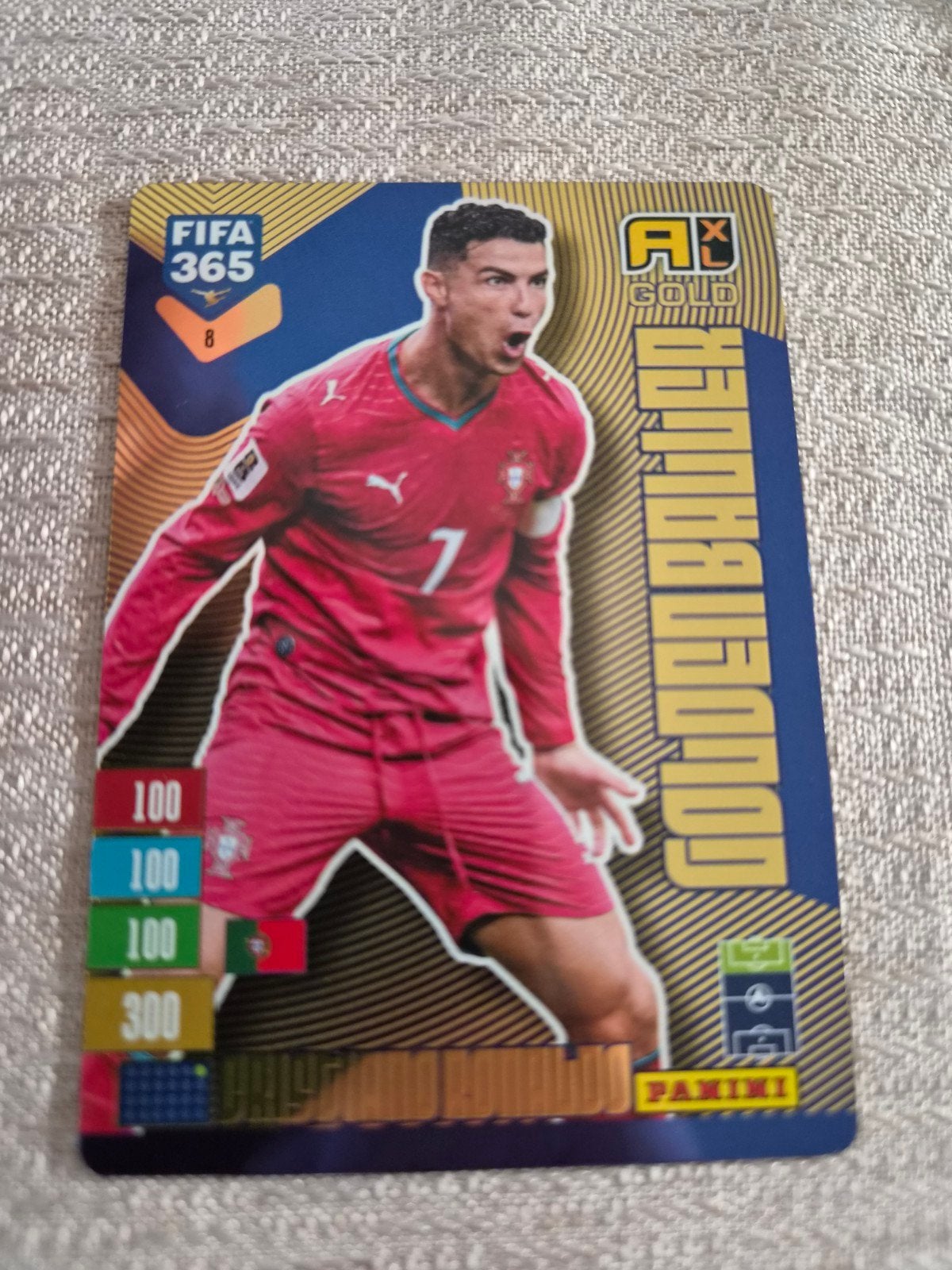 Panini FIFA 365 Gold Cristiano Ronaldo 2027, Verzenden, Zo goed als nieuw, Buitenlandse clubs, Spelerskaart