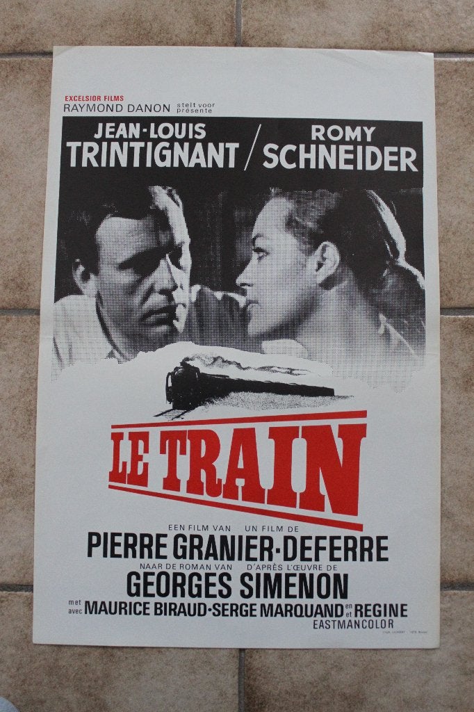 filmaffiche Romy Schneider le train 1973 filmposter, Rechthoekig Staand, Ophalen of Verzenden, Zo goed als nieuw, A1 t/m A3