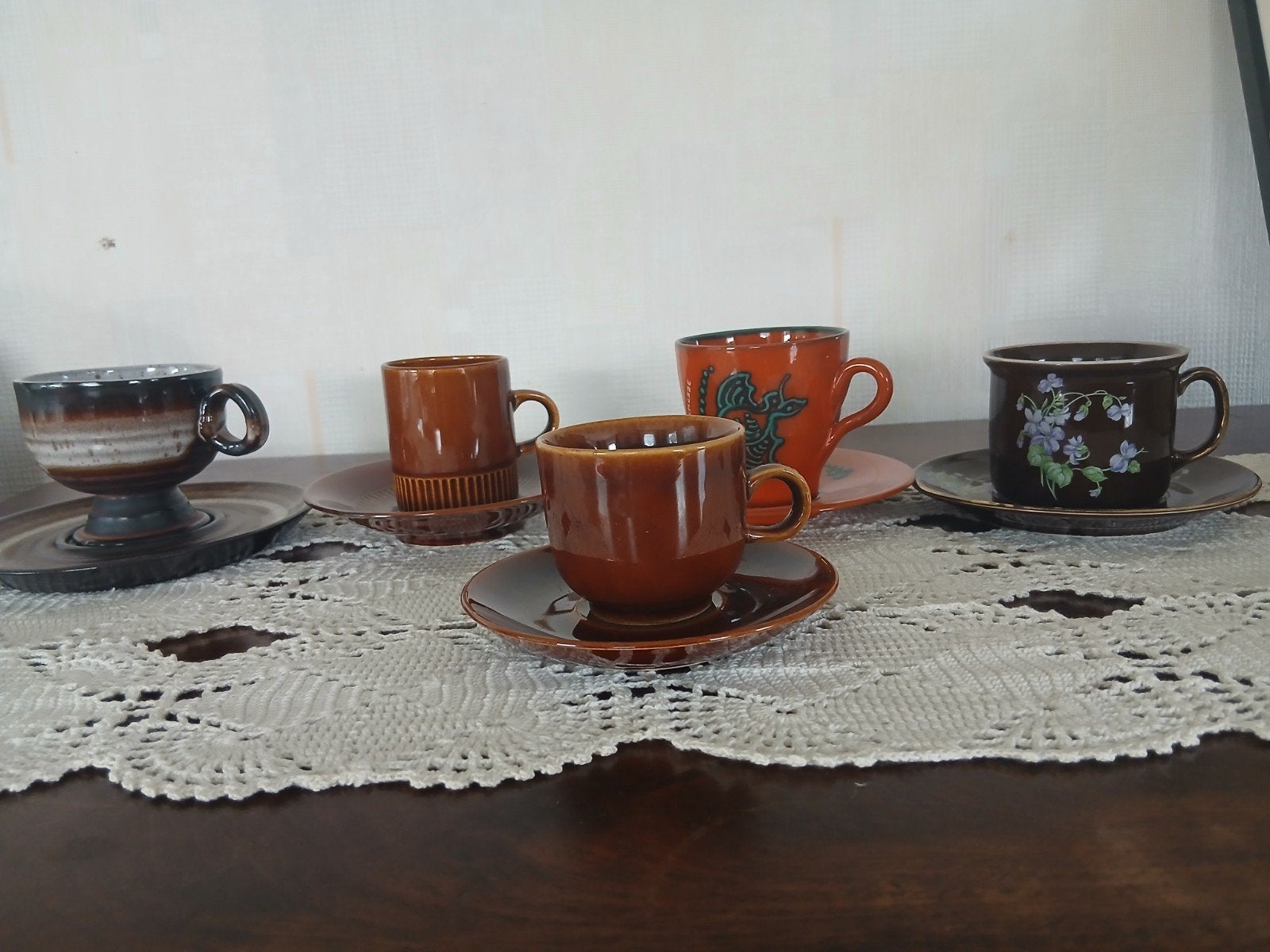 5 vintage kop en schotels, Ophalen of Verzenden