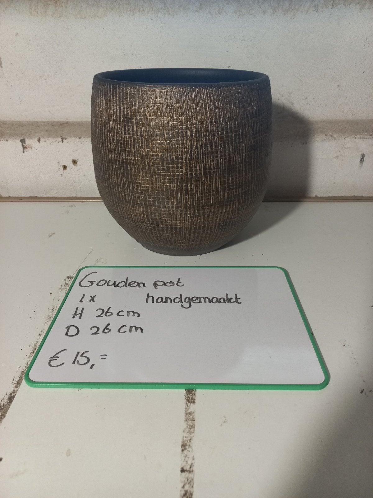 Gouden pot handgemaakt bloempot plantenpot bloempot, Rond, Minder dan 40 cm, Aardewerk, Ophalen