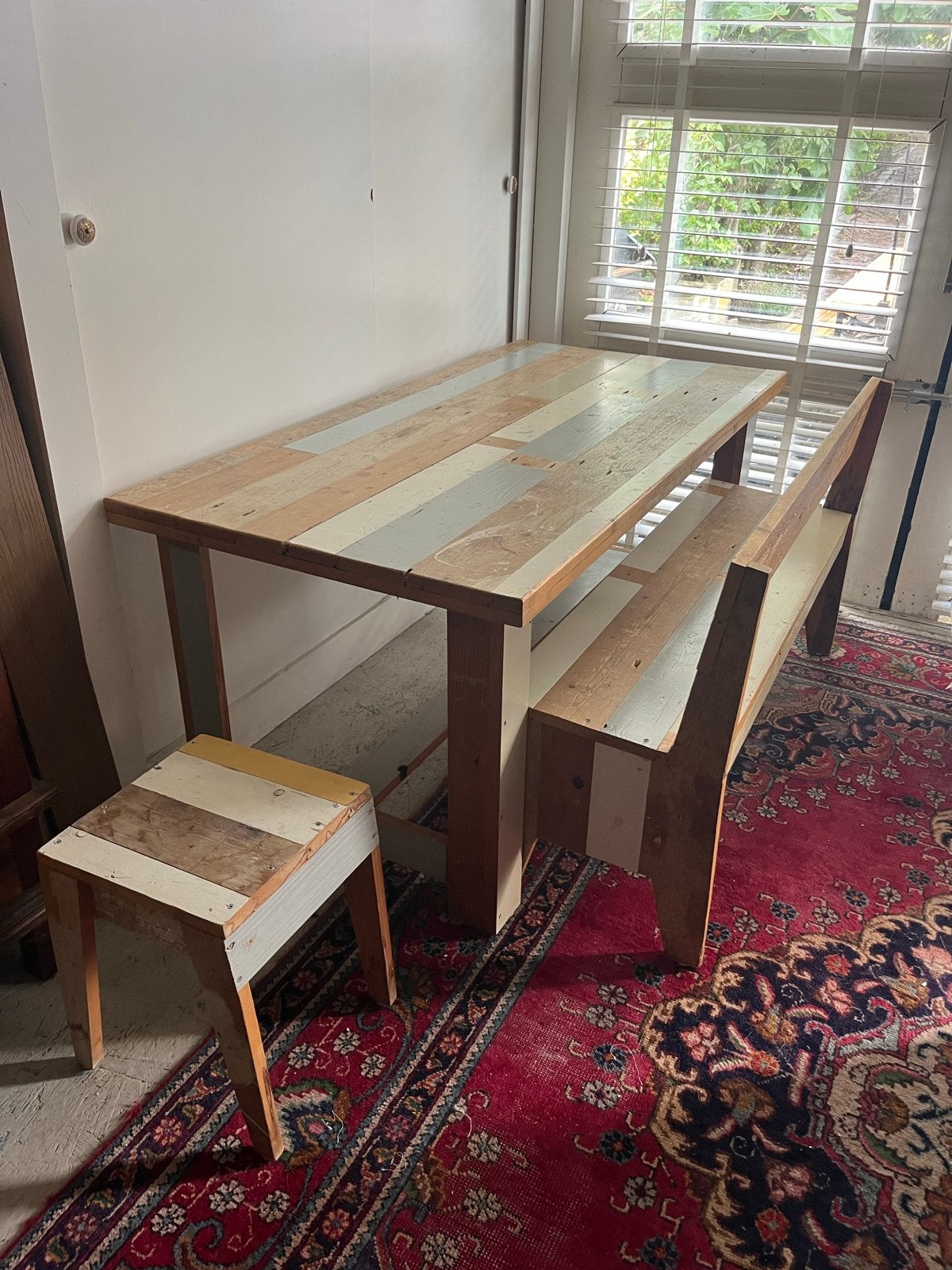 Stoere set van ontwerper Piet Hein Eek!, Ophalen, Gebruikt, Tafel(s) en Stoel(en)