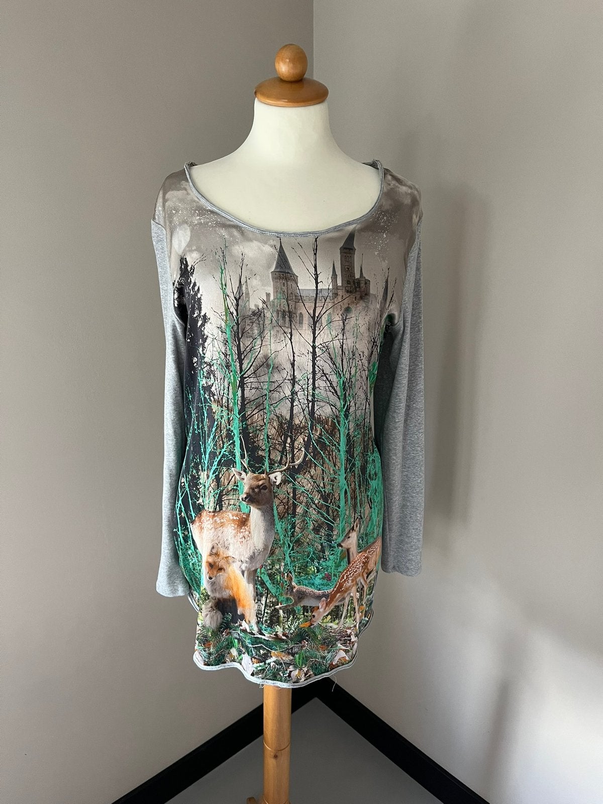 Marccain tuniek trui grijs met hertenprint N4 40, Ophalen of Verzenden, Zo goed als nieuw, Maat 38/40 (M), Grijs