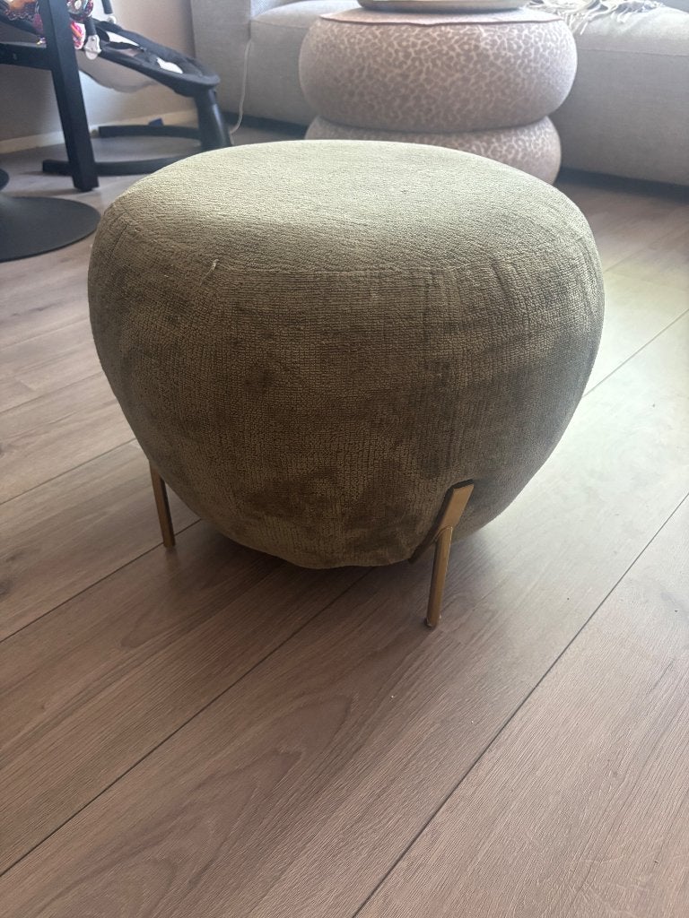 Groene poef leen bakker, Ophalen, Minder dan 50 cm, Rond, Minder dan 50 cm