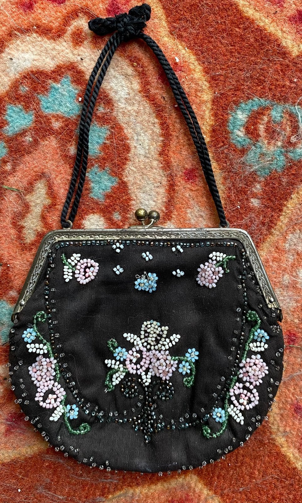 Antiek kralen beursje tasje beugeltje brocante, Antiek en Kunst, Ophalen of Verzenden