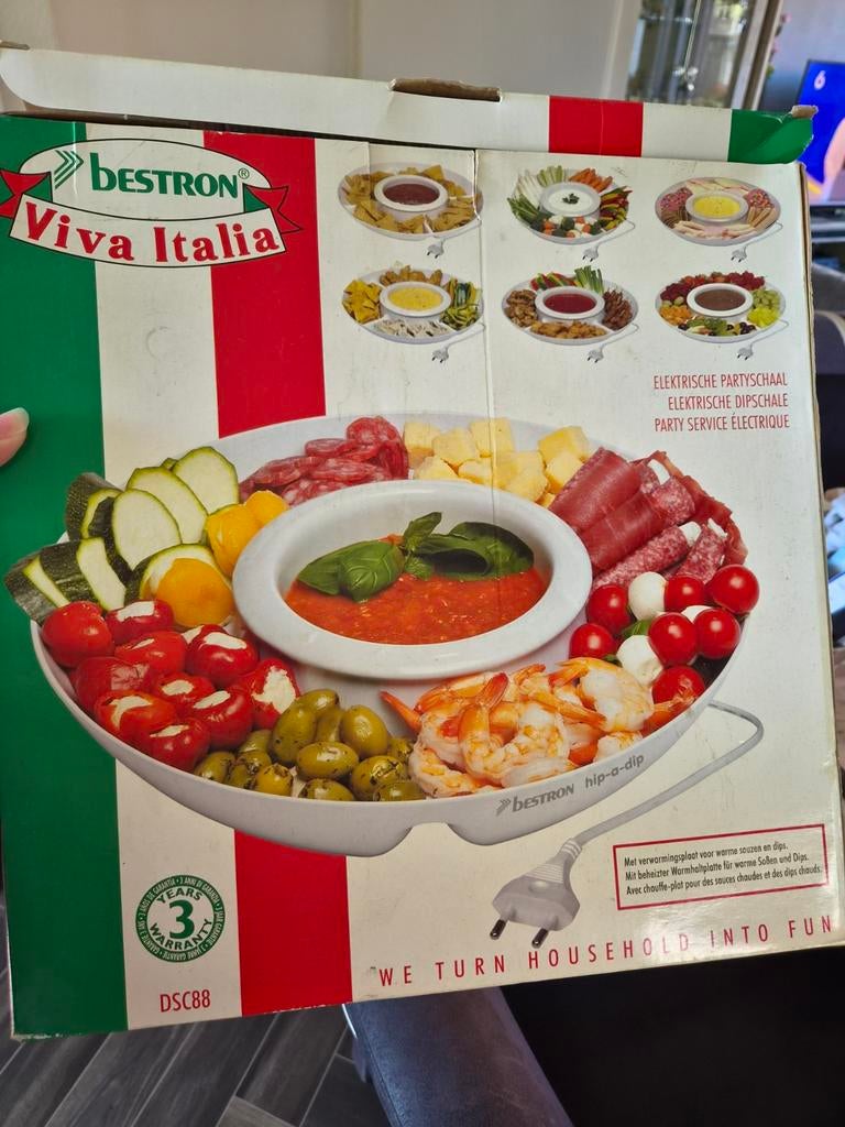 Bestron Viva Italia Elektrische Partyschaal met Fondueset, Ophalen of Verzenden, Nieuw, 4 t/m 7 personen