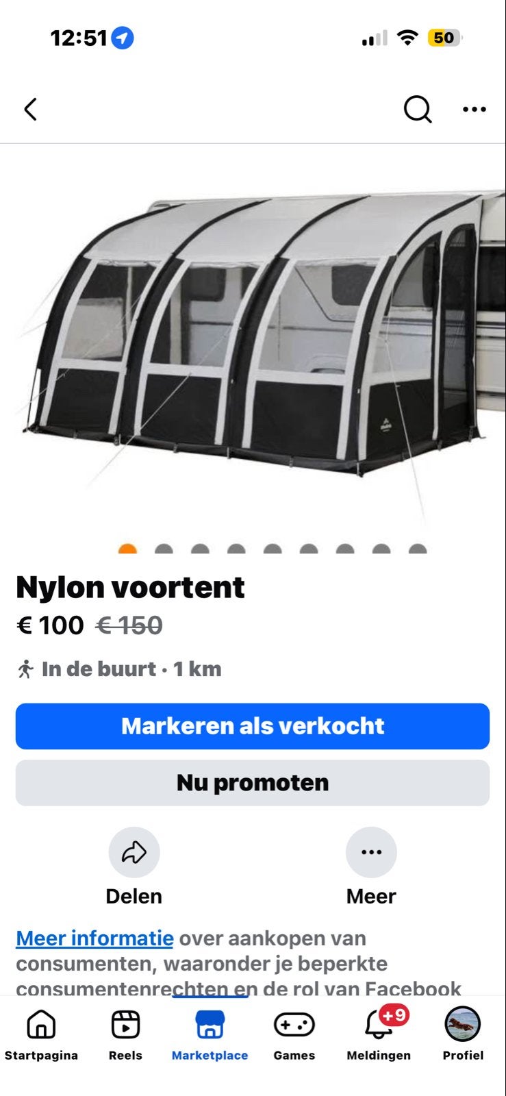 voortent obelink viera 390, Ophalen