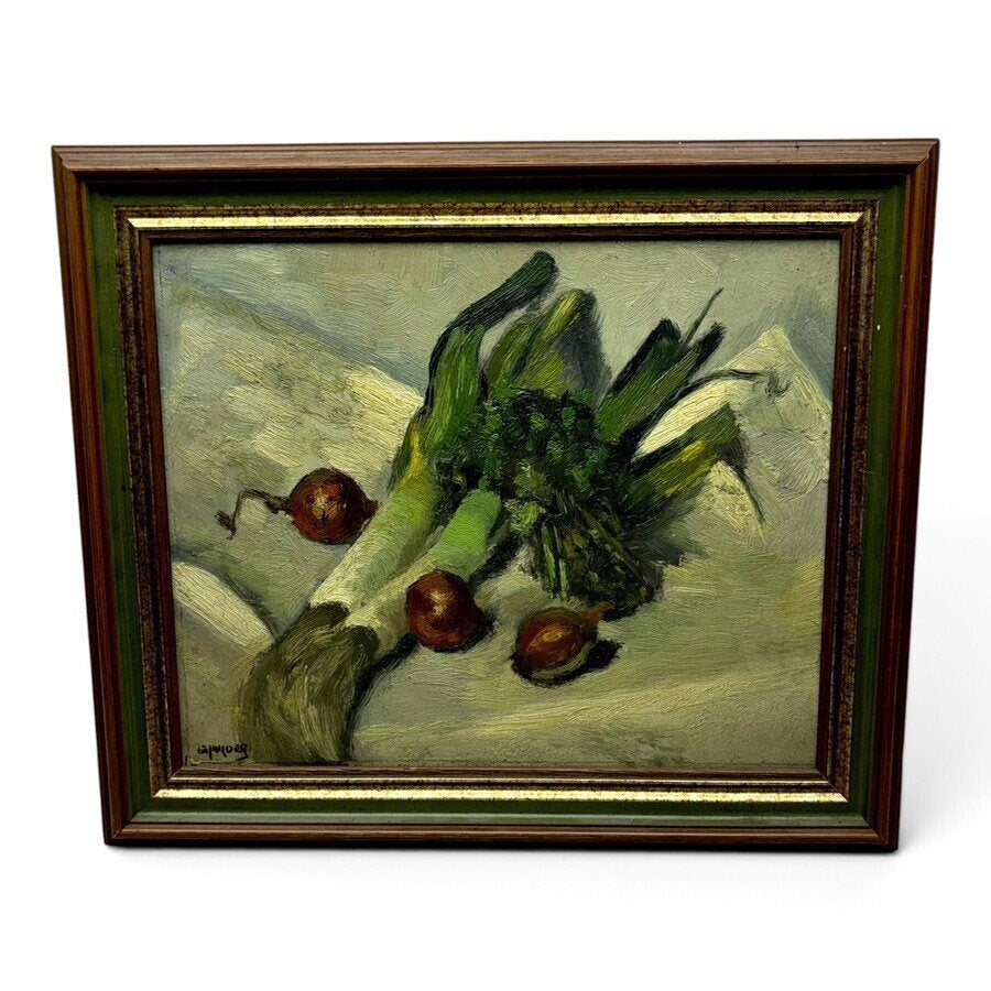 Gerrit Polder, Stilleven met prei en uien, Antiek en Kunst, Paneel, Stilleven, Ophalen of Verzenden, Olieverf