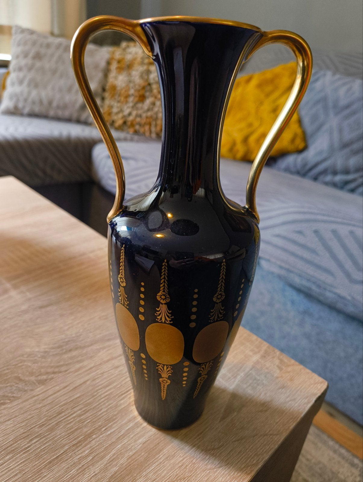 Royal KPM Porzellan Kobaltblau Gouden Vaas, Ophalen of Verzenden