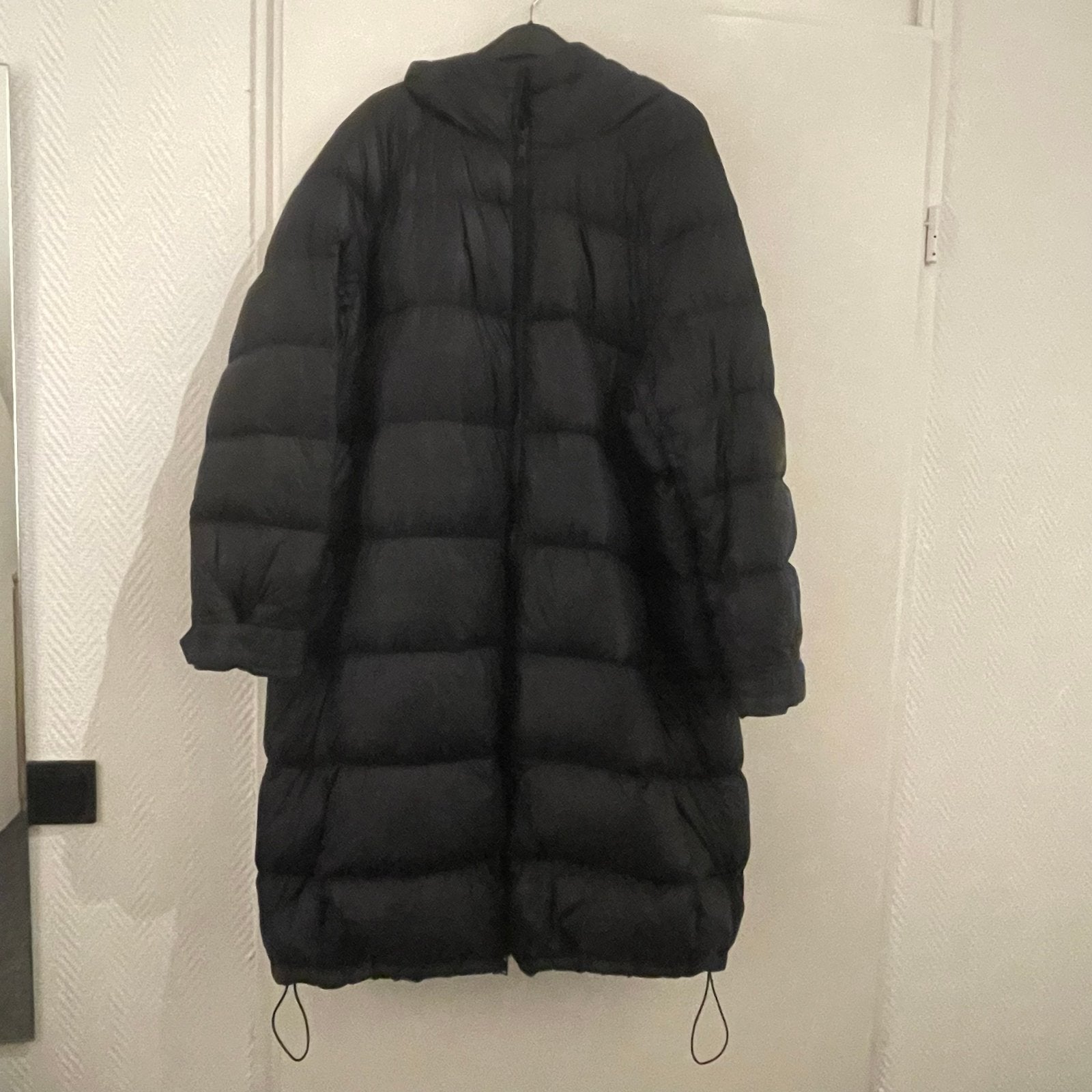 H&M lange zwarte donsjas, maat XL 48/52, Ophalen of Verzenden, Zo goed als nieuw, Maat 46/48 (XL) of groter, Zwart