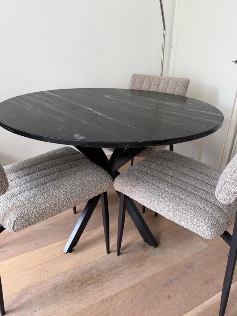 Ronde marmeren eettafel - 110 cm doorsnede, Huis en Inrichting, Tafels | Eettafels, Ophalen, Overige materialen, 100 tot 150 cm