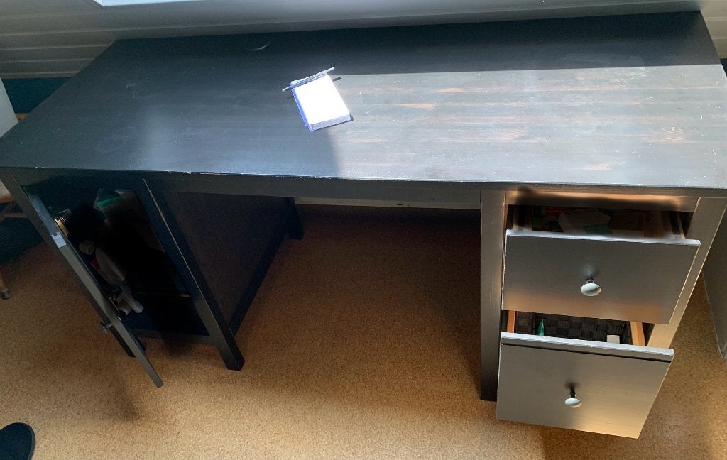 ikea bureau hemnes zwart bruin, Ophalen, Gebruikt, 155 cm, 65 cm