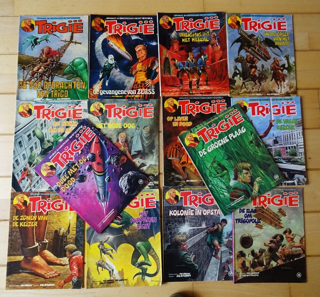 TRIGIÉ  18x  OBERON-Reeks, Meerdere stripboeken, Ophalen of Verzenden, Gelezen, Don Lawrence, Mike Butterworth