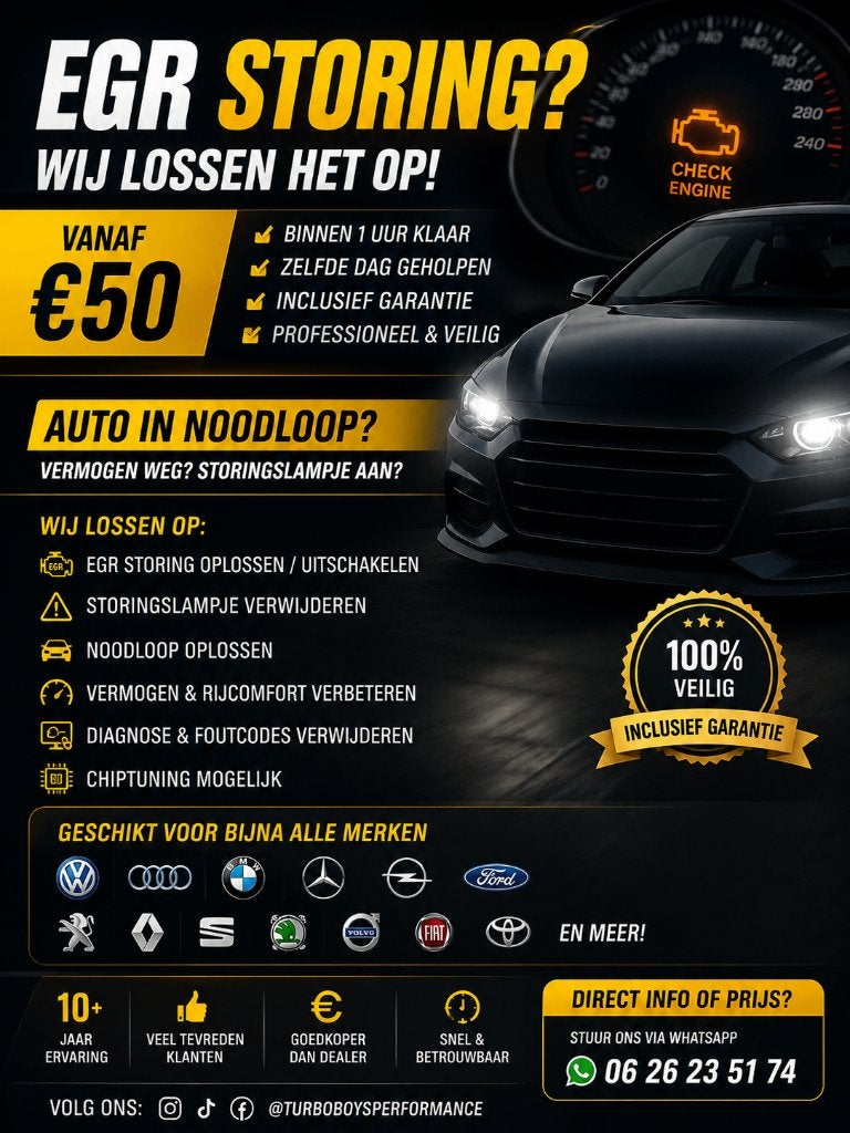 EGR storing oplossen vanaf €50 | Noodloop weg | Zelfde dag🏠, Ophalen