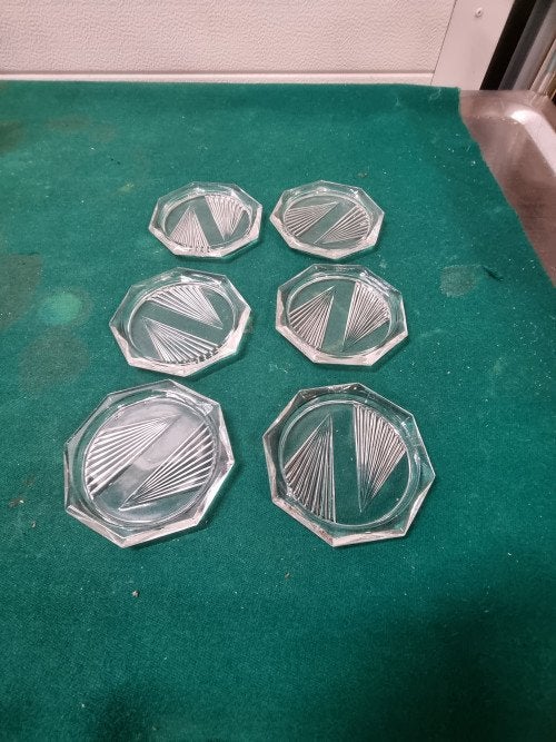 onderzetters glas vintage 6 stuks, Huis en Inrichting, Woonaccessoires | Onderzetters, Ophalen of Verzenden, 'T Olde Gre-j, Info@toldegrej.nl
