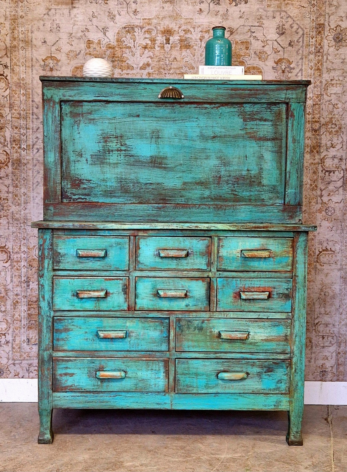 Vintage look apothekerskast/ India Ibiza ladekast, Donyavimin@gmail.com, Mina Donyavi Meubels, Ophalen of Verzenden, Zo goed als nieuw