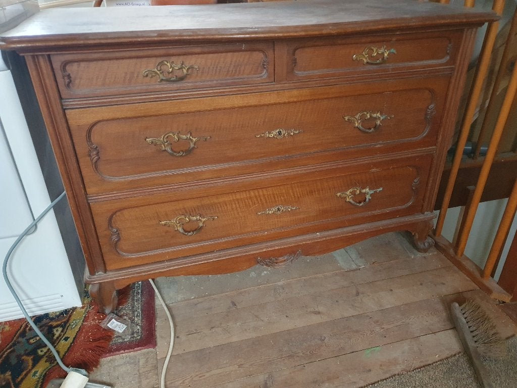 Brocante ladekast, Huis en Inrichting, Kasten | Ladekasten, Ophalen, Gebruikt, 100 tot 150 cm, 3 of 4 laden