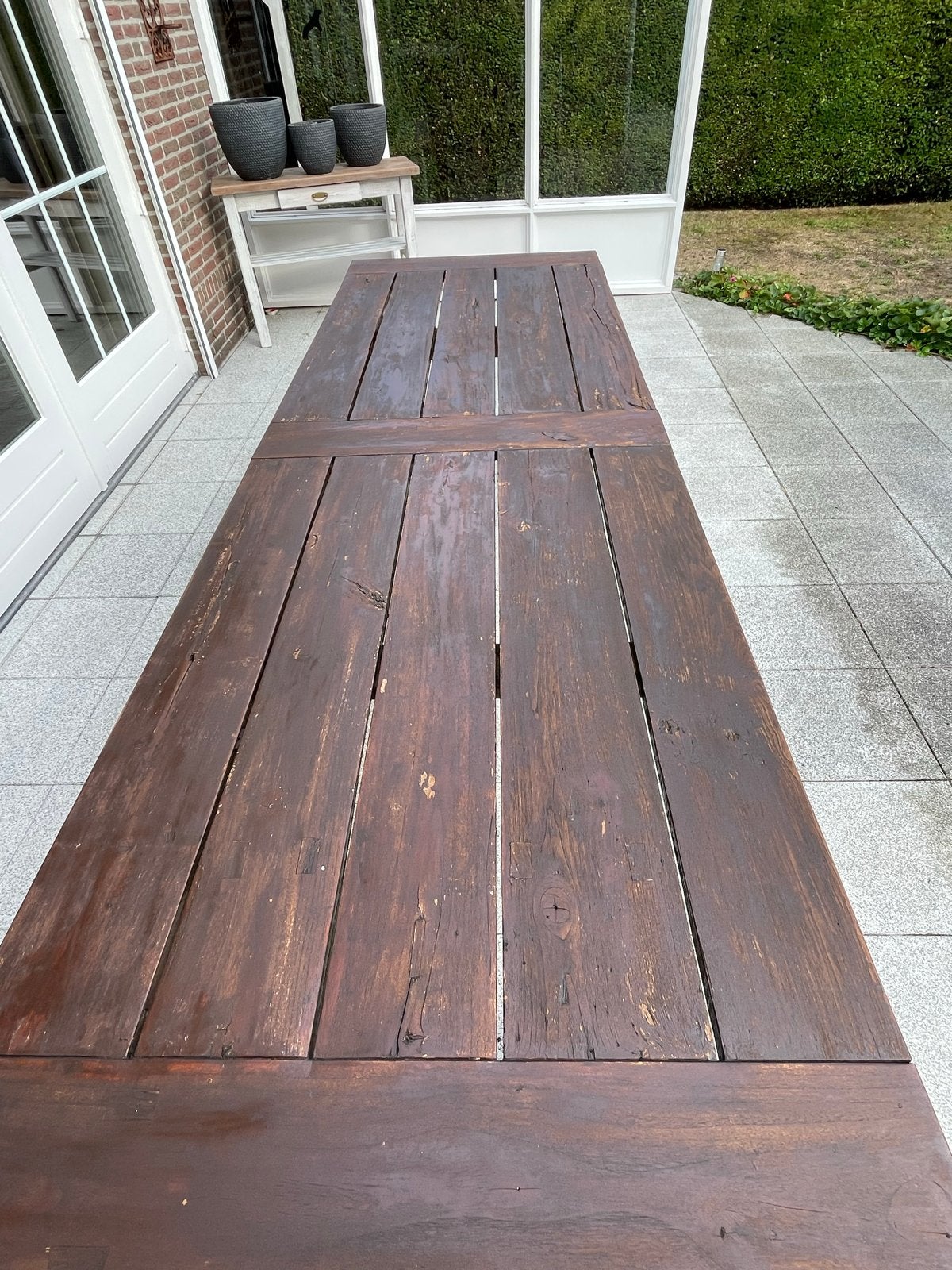 Robuuste houten tuintafel - 300x98x78 cm, Huis en Inrichting, Tafels | Eettafels, Gebruikt, 200 cm of meer, Vijf personen of meer