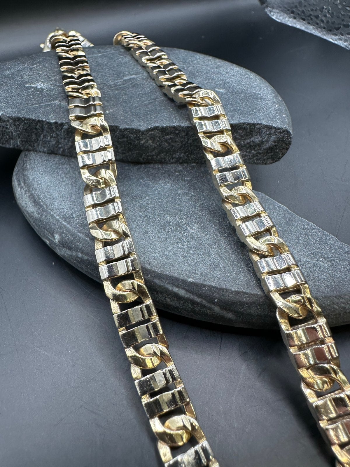 Schitterende 14k Gouden Bicolor GANGSTER CHAIN VOLLEDIG MASS, Ophalen of Verzenden, Zo goed als nieuw, Goud