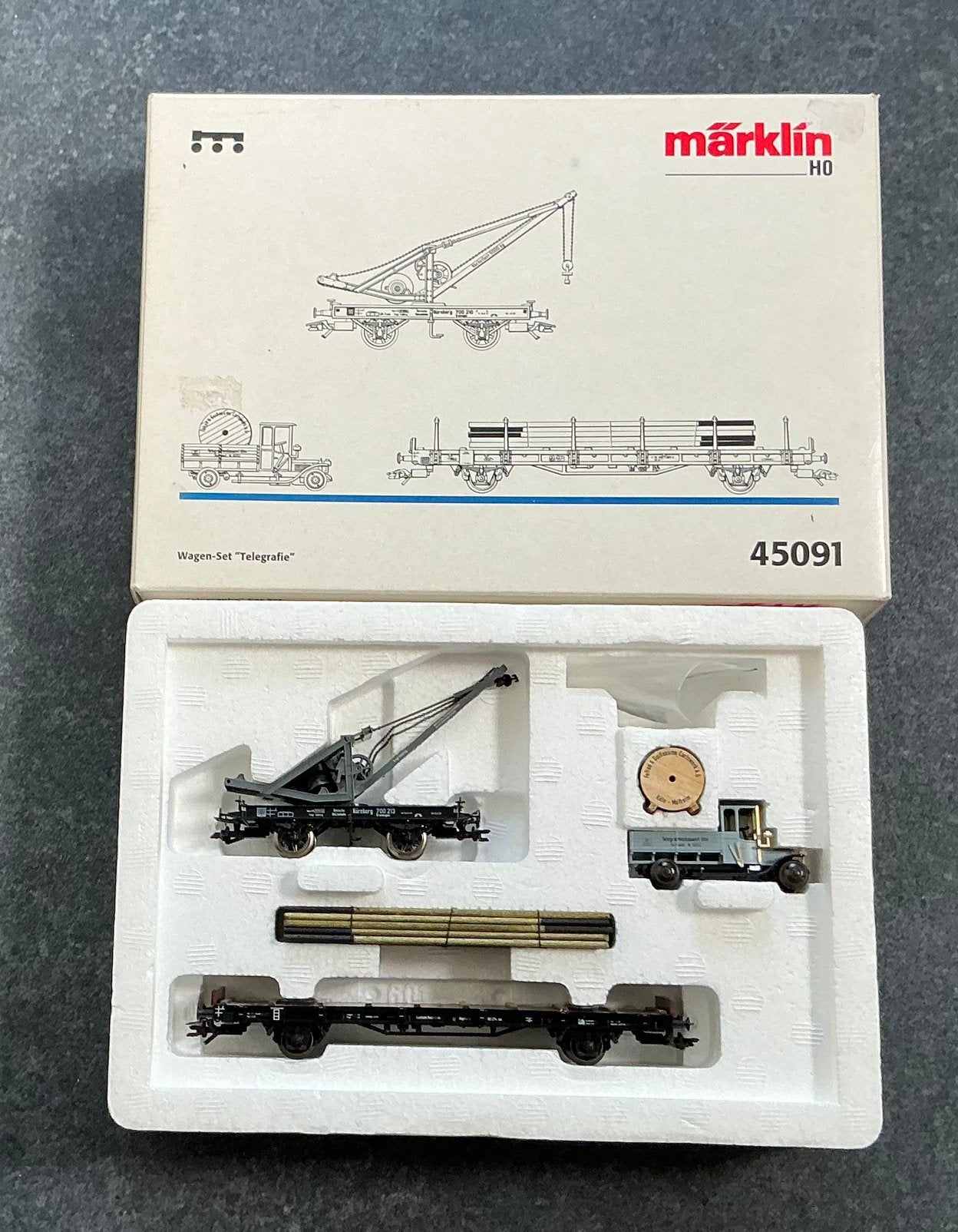 Marklin 45091 wagonset telegrafie mhi, Hobby en Vrije tijd, Modeltreinen | H0, Wisselstroom, Wagon, Ophalen of Verzenden, Zo goed als nieuw
