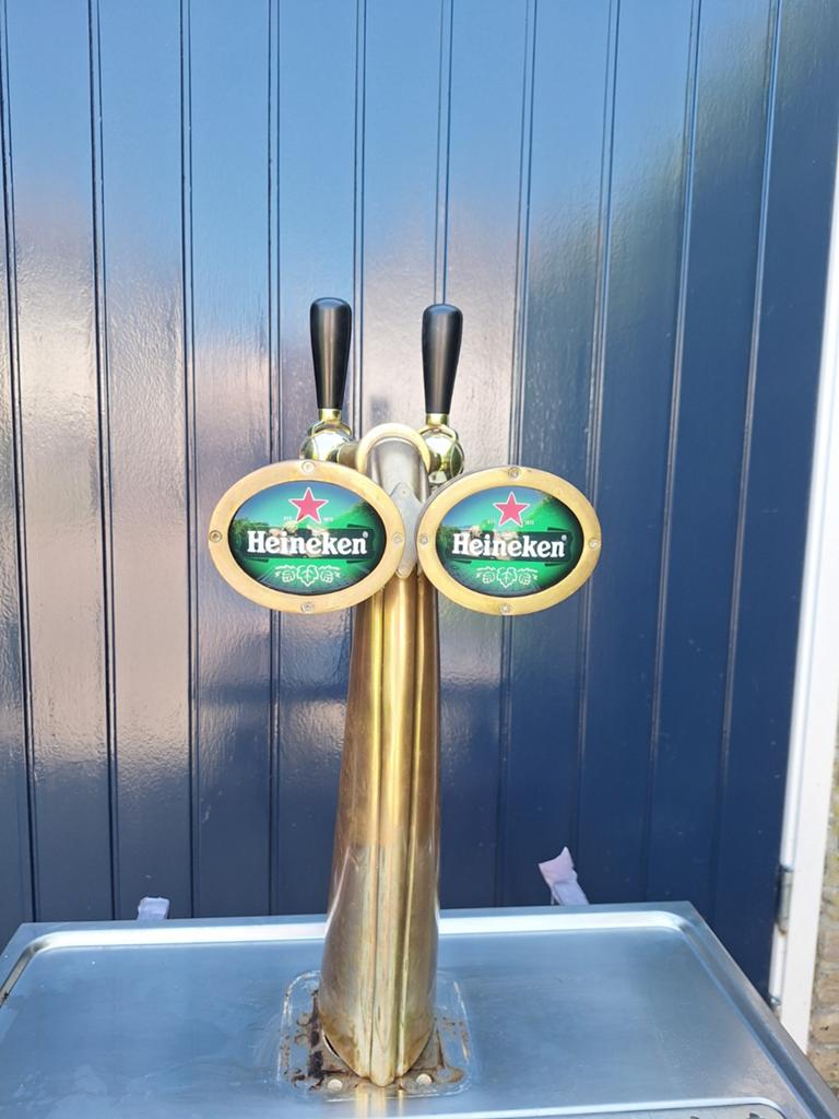 Messing biertap Heineken tapzuil mancave thuisbar bierzuil, Ophalen of Verzenden, Gebruikt, Overige merken