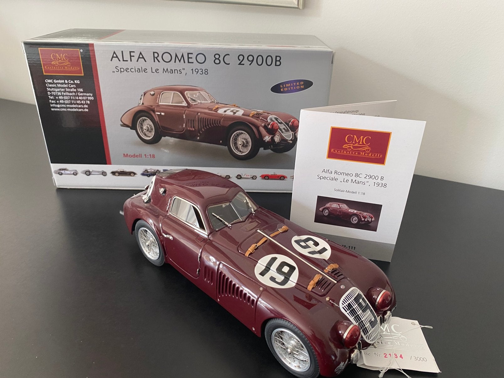 Alfa Romeo 8C 2900B Le Mans 1938 CMC 1:18, Ophalen of Verzenden, Nieuw, Overige merken