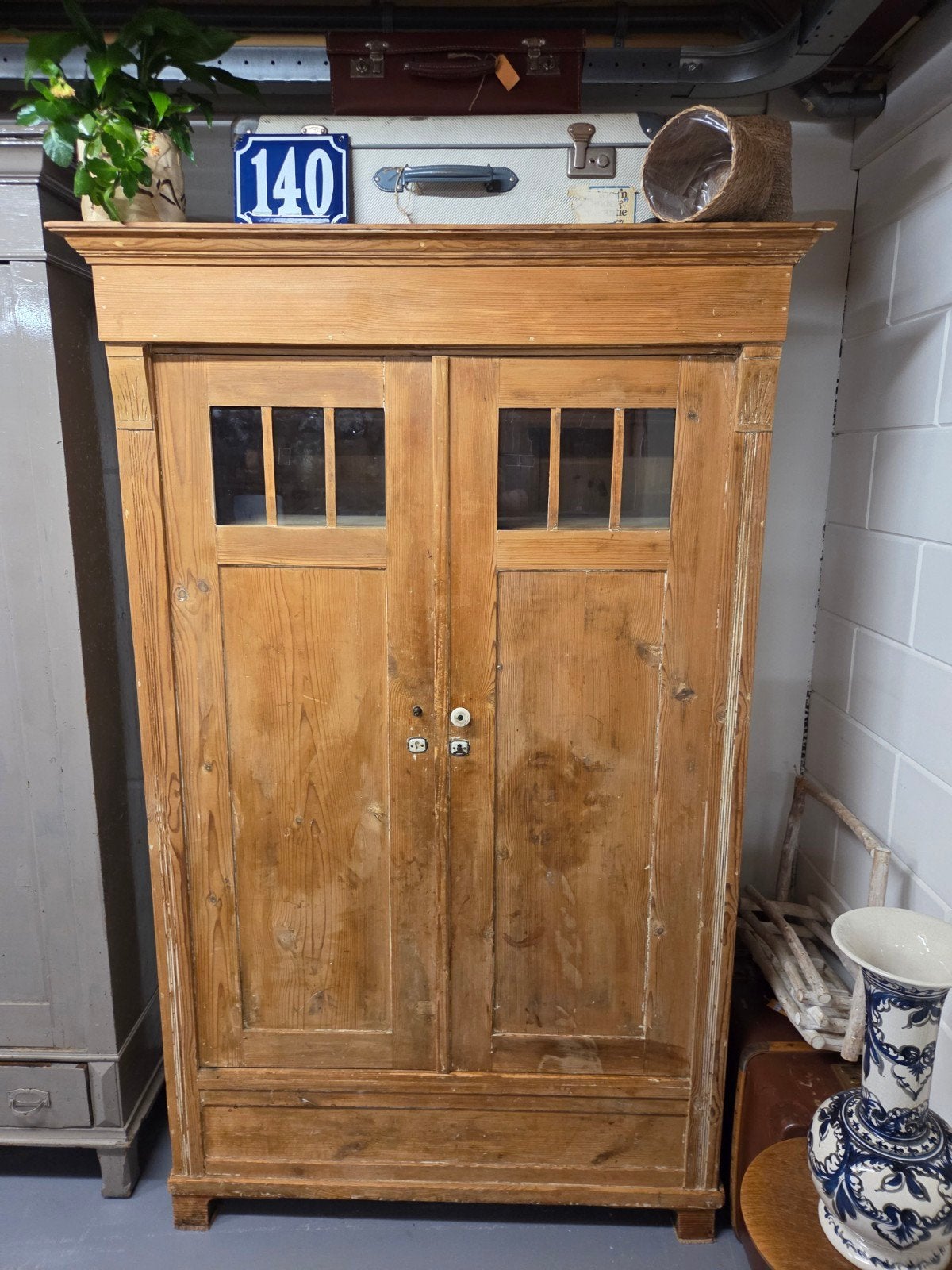 Antieke grenen kast, legkast kledingkast linnenkast, Kinderen en Baby's, Kinderkamer | Commodes en Kasten, Ophalen, Gebruikt, 50 tot 70 cm