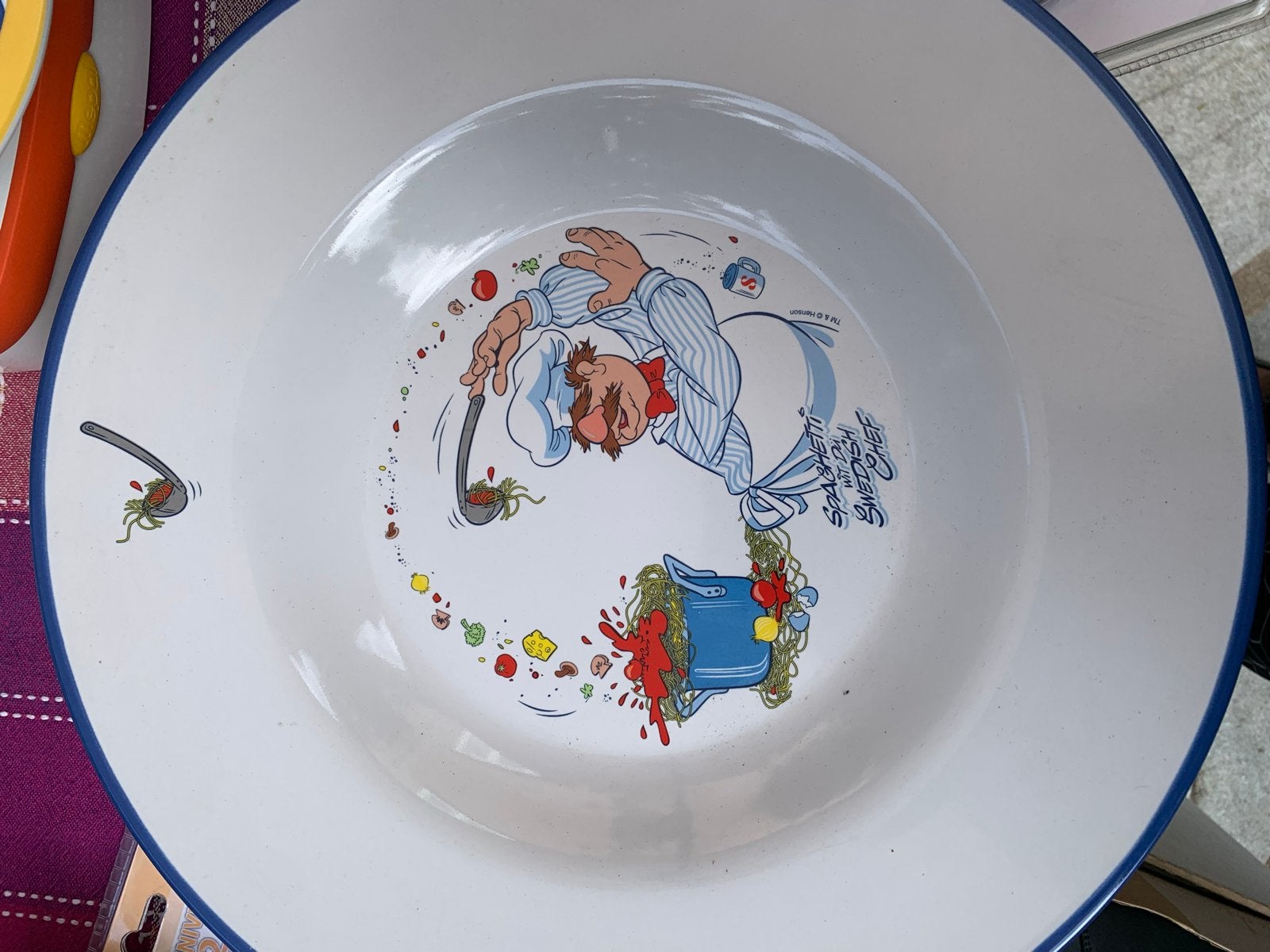 2 Grote Pastaborden The Muppet Show Swedish Chef Catric, Gebruikt, Overige merken, Keramiek, Ophalen of Verzenden