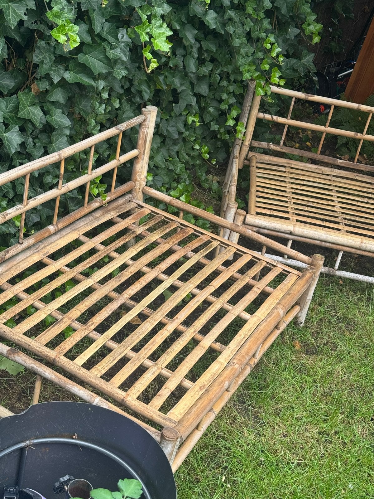 Bamboe tuinbanken/ligbedden - set van 3, Tuin en Terras, Ophalen, Zo goed als nieuw