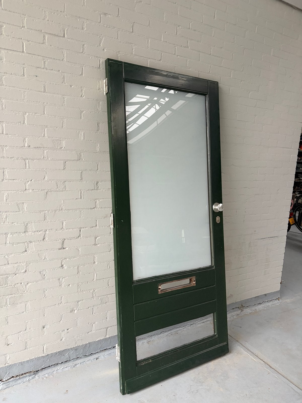 Houten merbau buitendeur met enkel glas, Ophalen, Gebruikt, 80 tot 100 cm, Buitendeur
