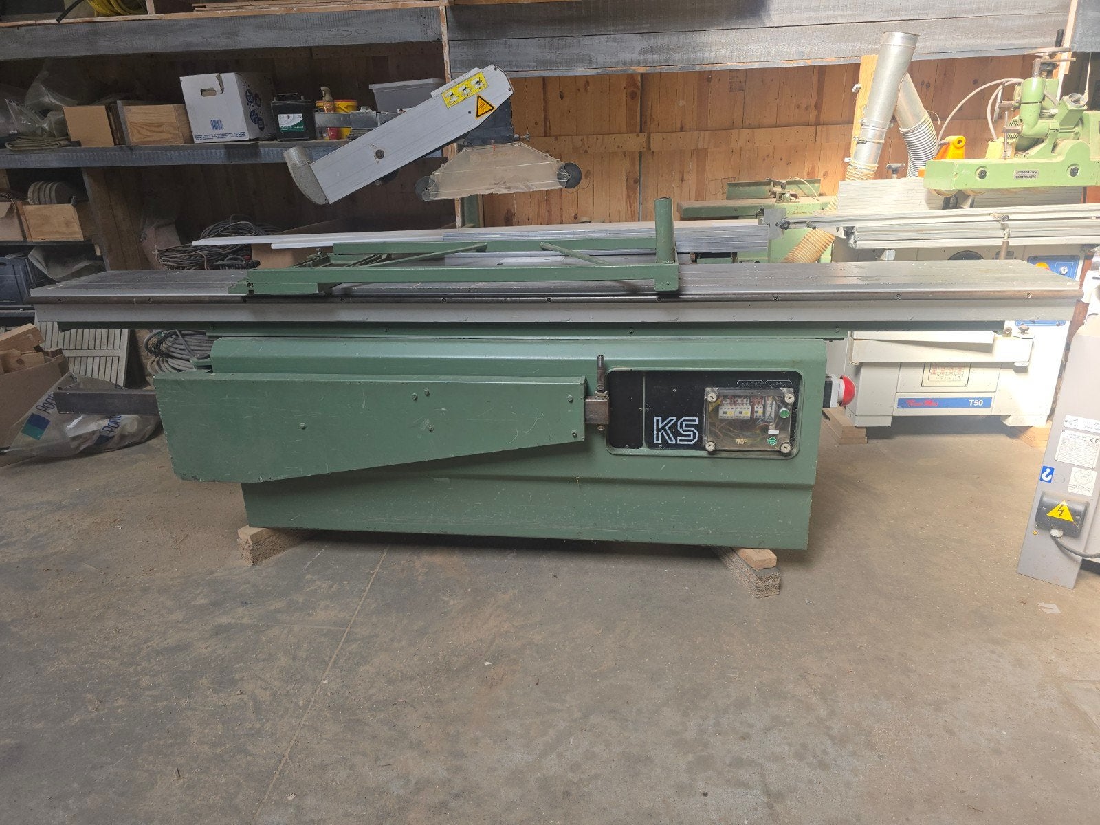 Formaatzaag – 3200 mm roltafel – 5,5 kW, Ophalen, Gebruikt, 70 mm of meer, Overige typen
