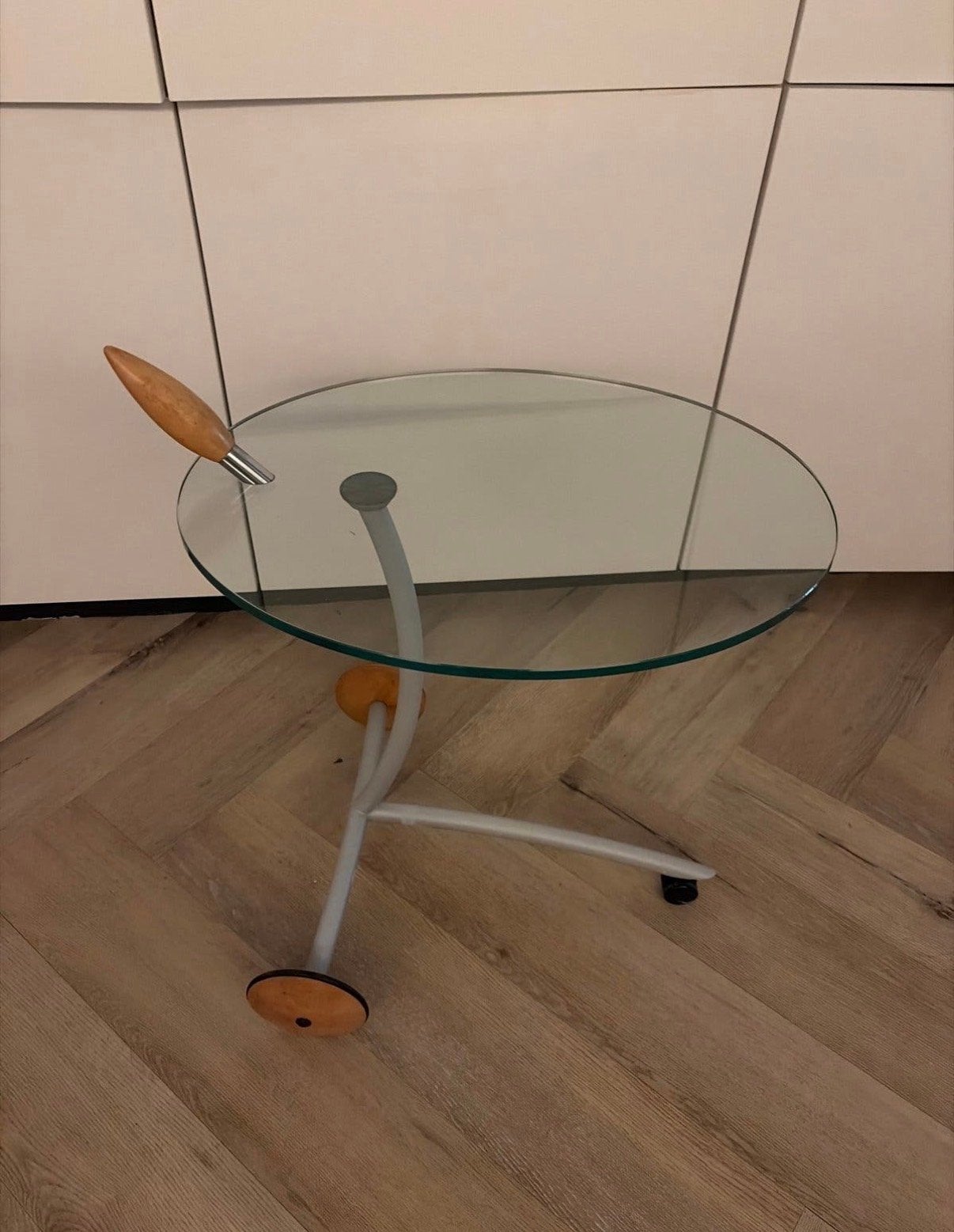 Design Trolley Bijzettafel Thomas Althaus voor Bacher, Huis en Inrichting, Minder dan 45 cm, Minder dan 55 cm, Rond, Ophalen of Verzenden