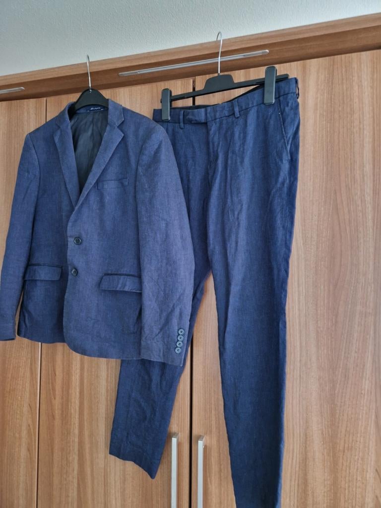 Mooi blauw pak maat 46, Kleding | Heren, Kostuums en Colberts, Ophalen of Verzenden, Zo goed als nieuw, Maat 46 (S) of kleiner