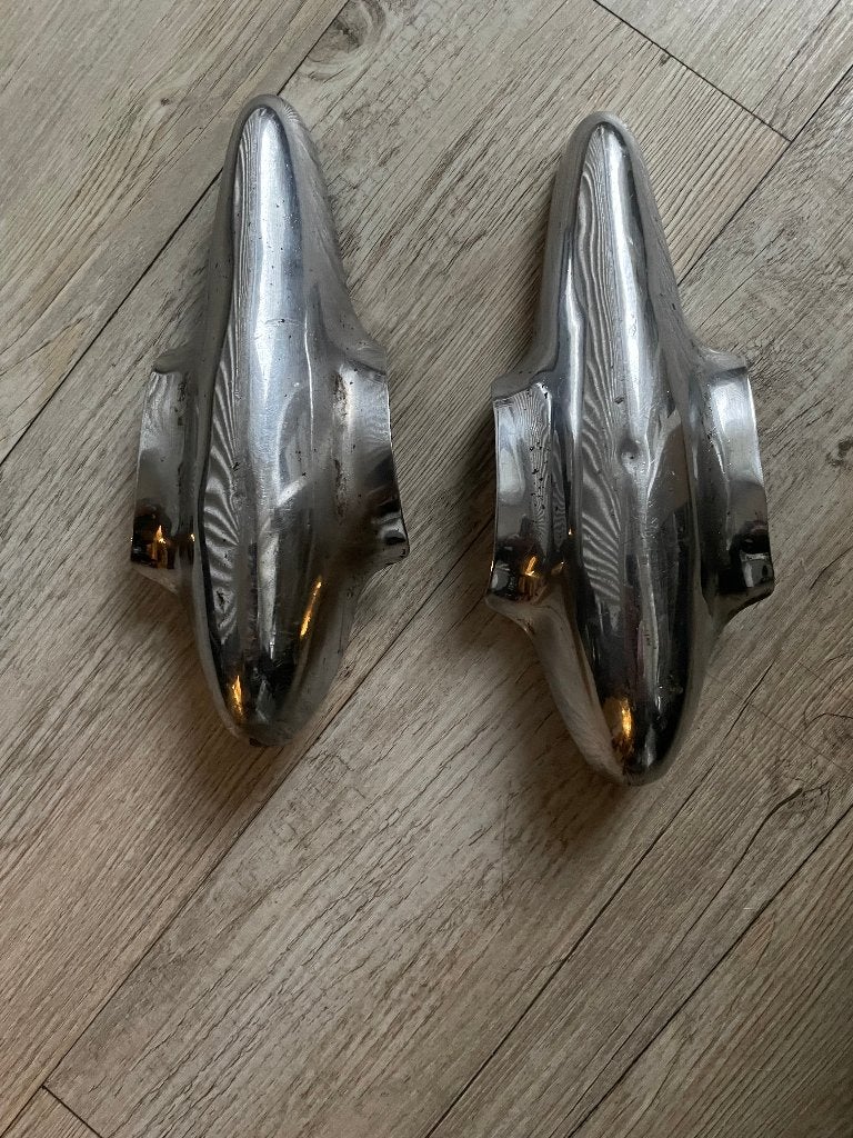 Set Chromen MORGAN OVERRIDERS of BUMPER ROZETTEN, Ophalen of Verzenden, Gebruikt