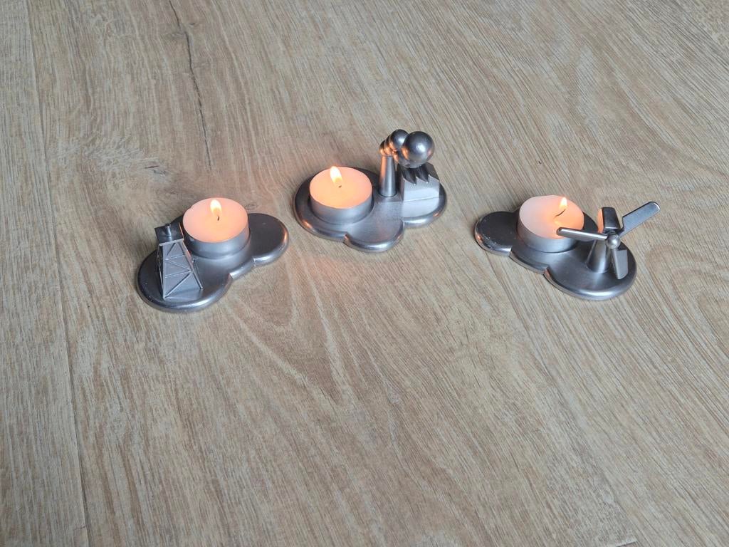 IKEA PS 2017 Kandelaars - Set van 3, Ophalen of Verzenden, Zo goed als nieuw, Metaal, Grijs