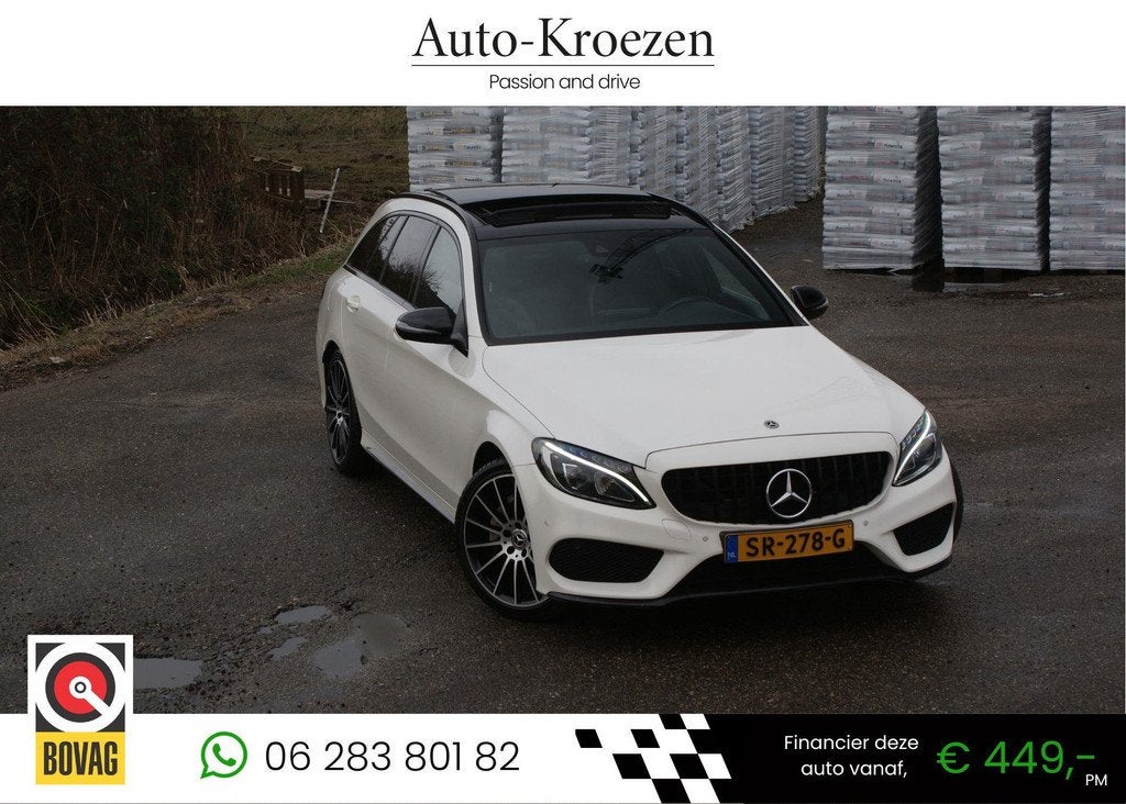 Mercedes-Benz C-klasse Estate 180 ///AMG Pakket | Pano | Nig, Automaat, Achterwielaandrijving, Wit, C-Klasse