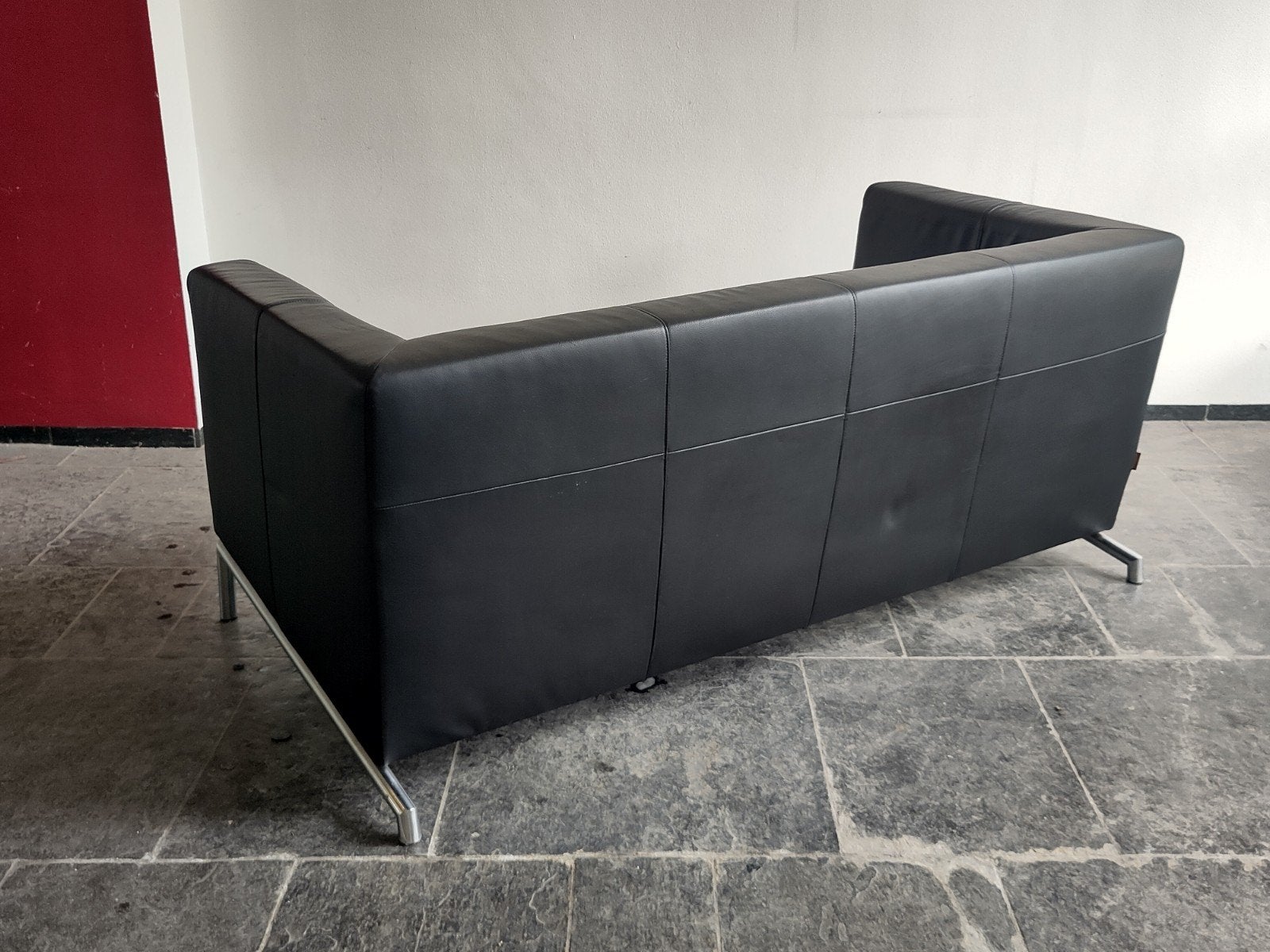 Vintage Montis bank Gerard van den Berg Kubik bankje leer, Gebruikt, ., 150 tot 200 cm, Jaren 80 eighties dutch design