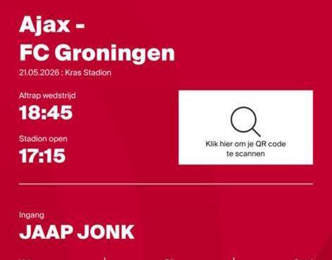 Ajax- Groningen, Tickets en Kaartjes, Sport | Voetbal, Eén persoon, Oktober