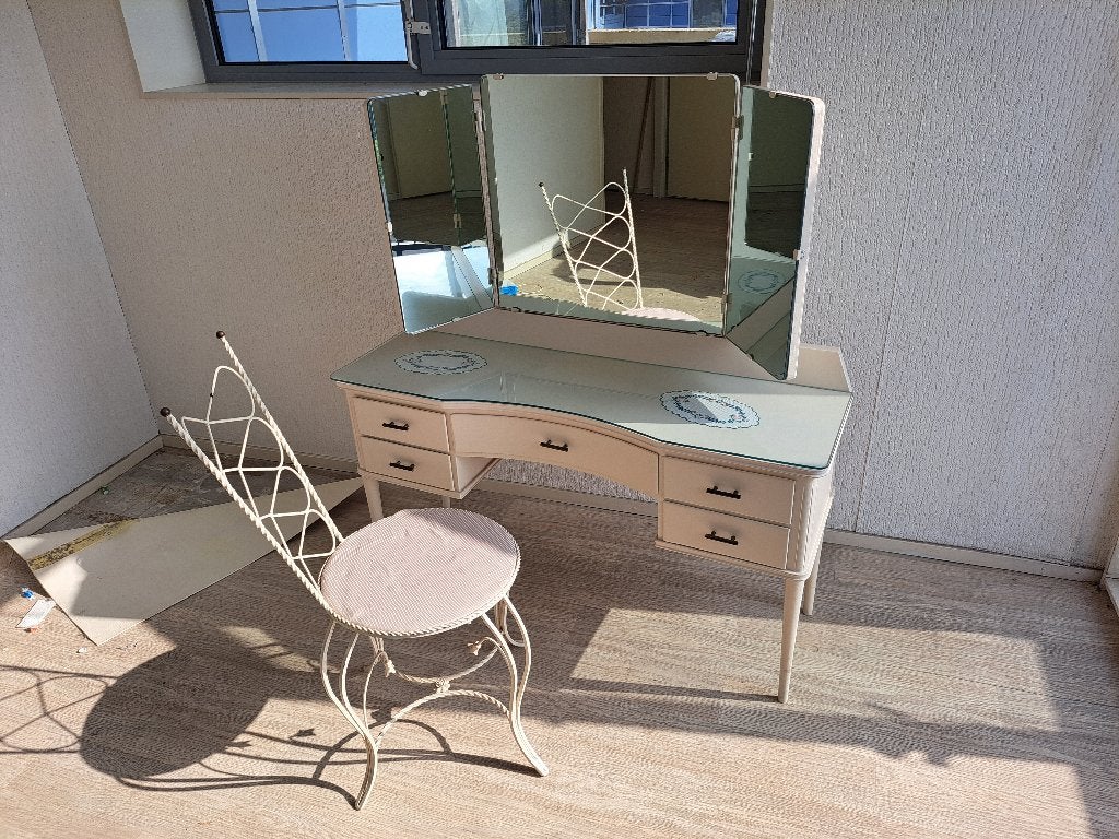 Kaptafel. Stoel. Jaren 70. Lees beschrijving., Huis en Inrichting, Tafels | Kaptafels, Ophalen, Gebruikt, 50 tot 100 cm, Minder dan 100 cm