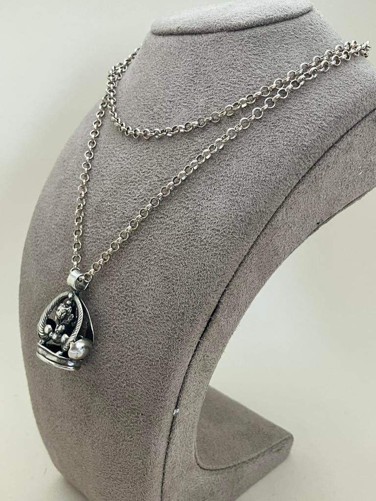 Signet aan jasseron, Sieraden, Tassen en Uiterlijk, Kettingen, Ophalen of Verzenden, Zo goed als nieuw, Zilver