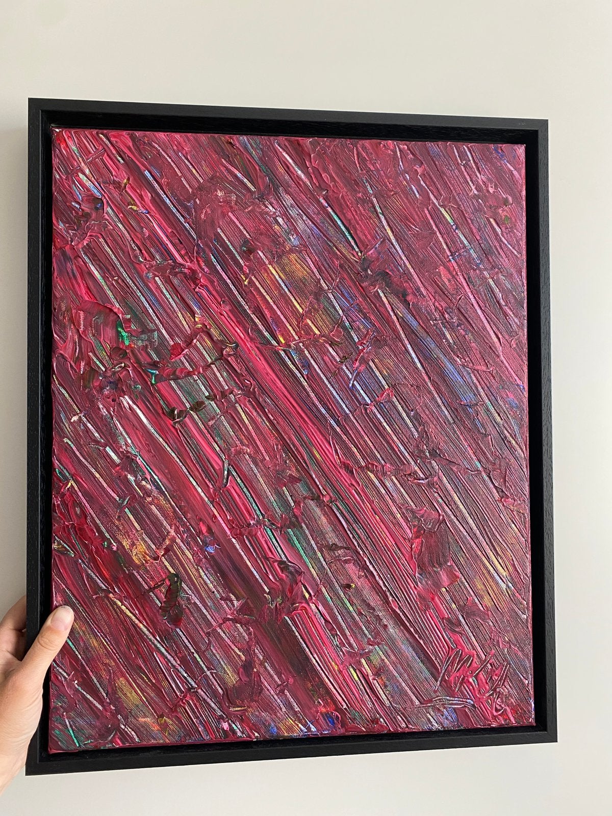 Origineel schilderij in baklijst hk living stijl, Ophalen of Verzenden