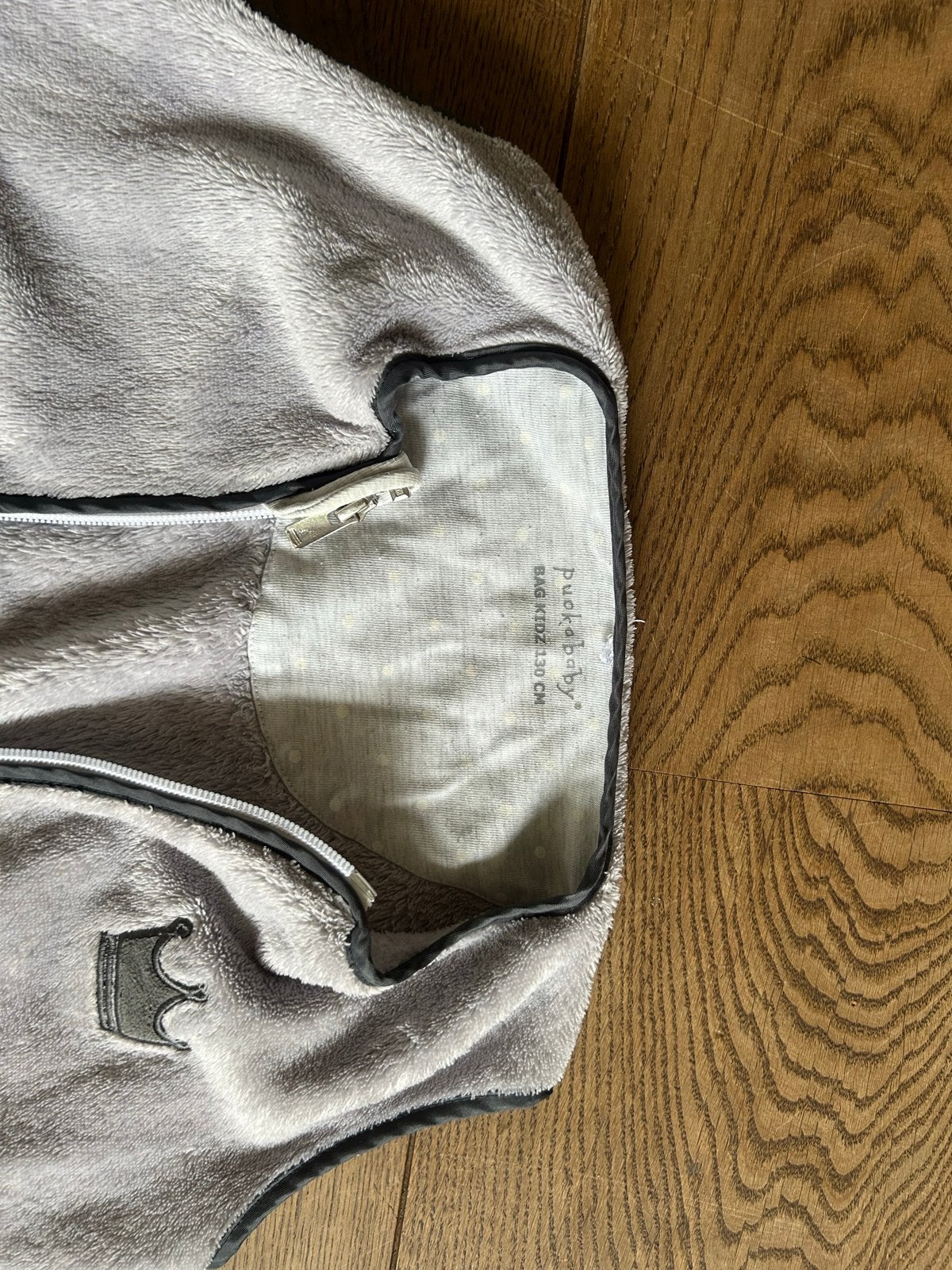 Puckababy slaapzak grijs 130 cm, Ophalen, Wasbaar, Gebruikt, Puckababy