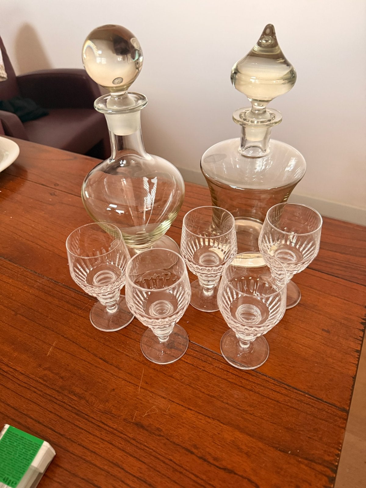 Vintage Kristallen Likeurset: 2 Karaffen 5 Glaasjes, Ophalen
