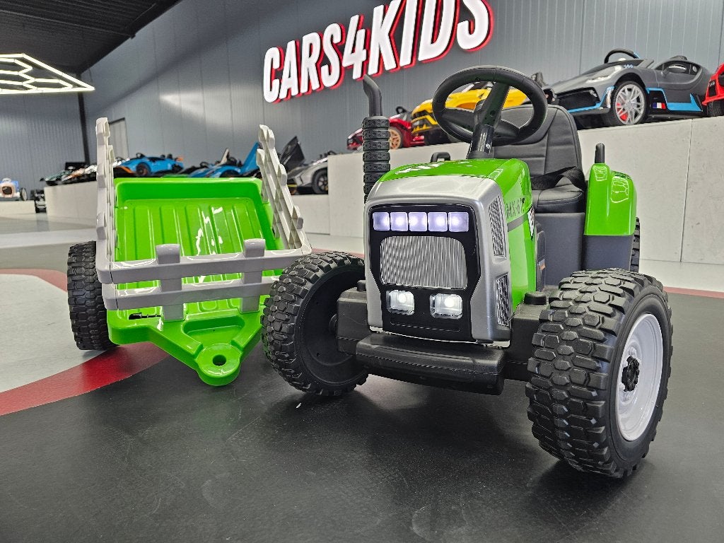 Kindertractor met aanhanger - 12 volt - leren zit - met RC, Ophalen of Verzenden, Nieuw, Afstandsbediening