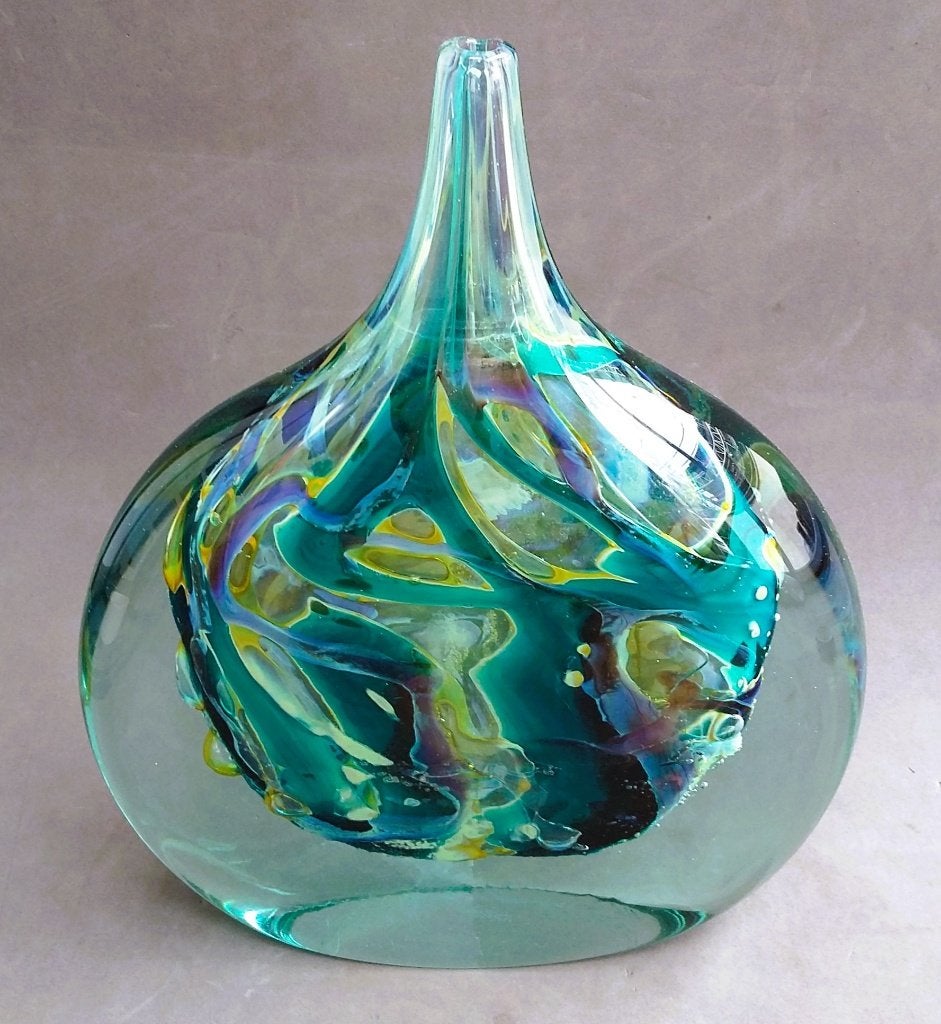 Jaar 1970 Mdina Glas Glazen Vaas Siervaas Glaskunst Object, Ophalen of Verzenden