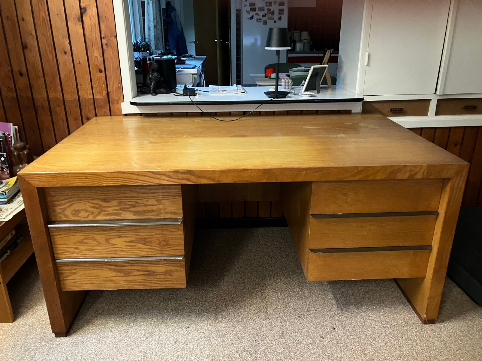 Oerdegelijk bureau gebruikte staat, Huis en Inrichting, Bureaus, Ophalen, 160 cm, Gebruikt, Hout