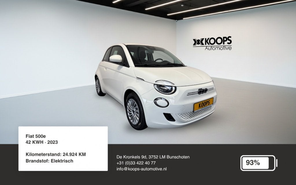 Fiat 500E 42 kWh SOH 93% | Carplay | Cruise control | Lane a, Automaat, Gebruikt, 118 pk, 4 stoelen