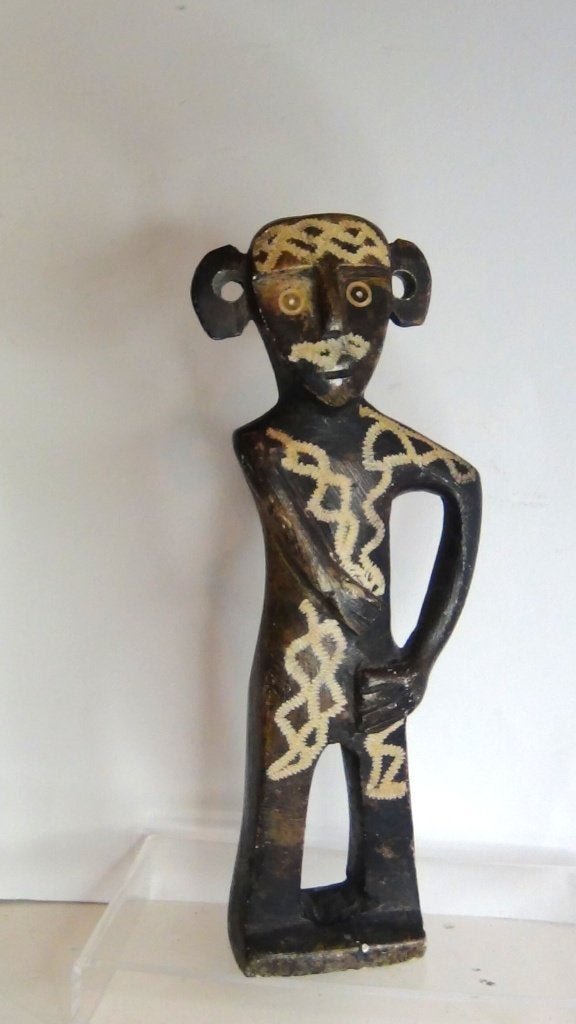 STENEN BAMANA VOOROUDER  BEELD MALI 23CM, Antiek en Kunst, Handgemaakt, 23 cm, Beeld, Bruin