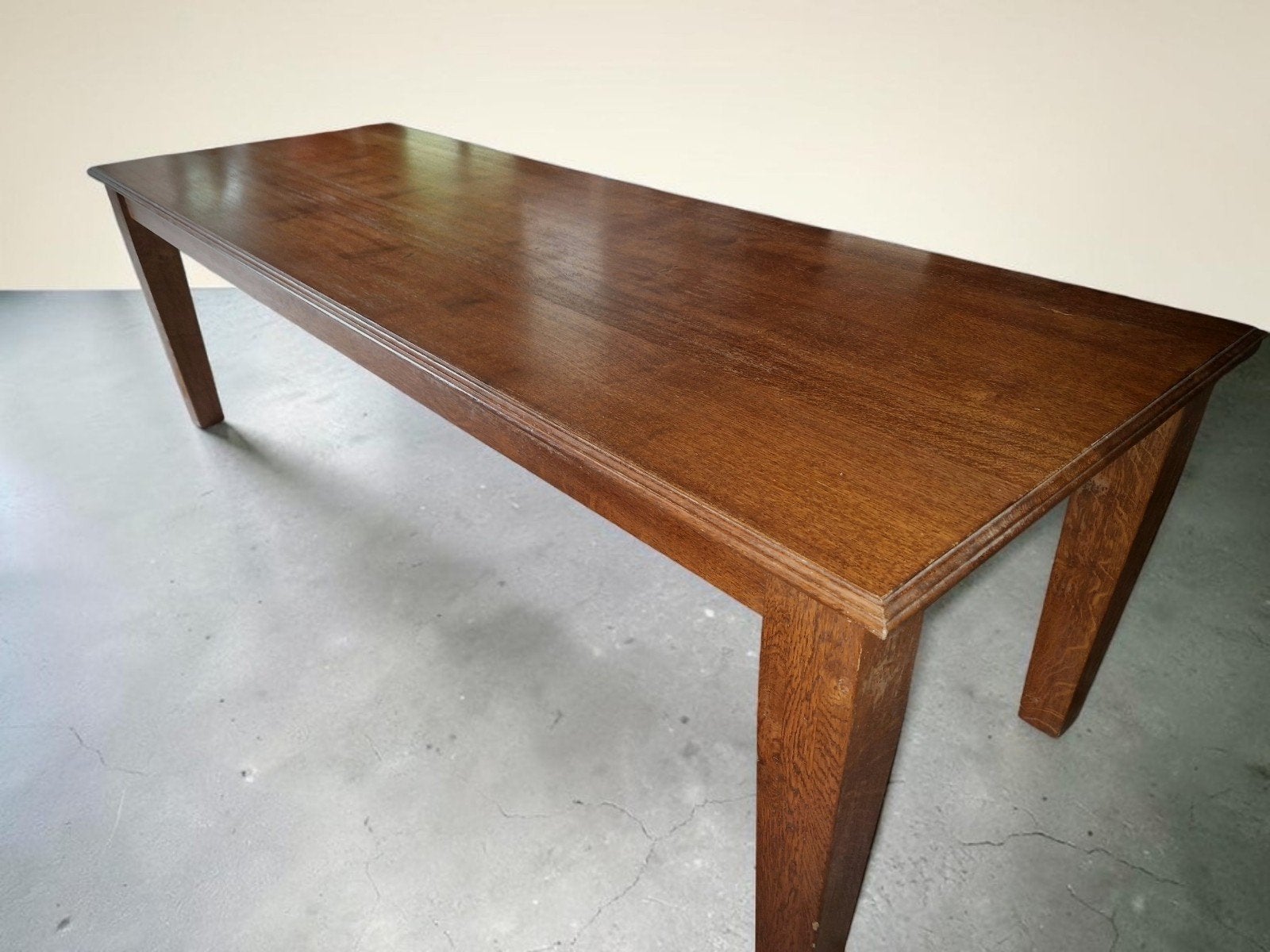 Oude eiken kloostertafel, Huis en Inrichting, Ophalen, Rechthoekig, 200 cm of meer, 50 tot 100 cm