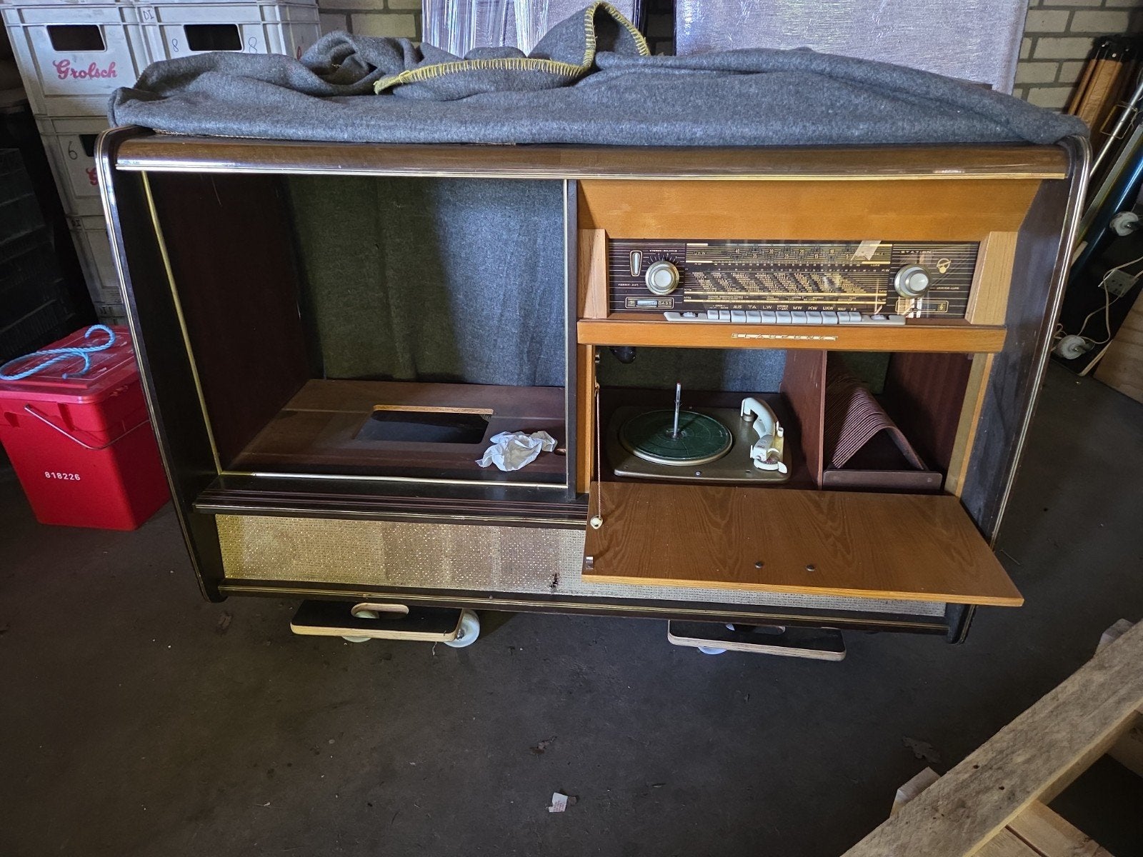 Vintage Radio Meubel met Platenspeler - Jaren '50/'60, Antiek en Kunst, Ophalen of Verzenden
